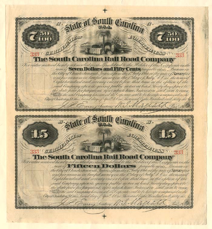 South Carolina Railroad Co. - Bond